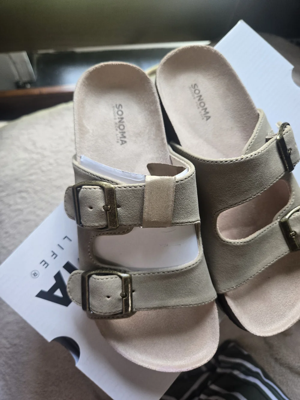 Sonoma Kids Olive Green Double-Buckle Slide Sandals